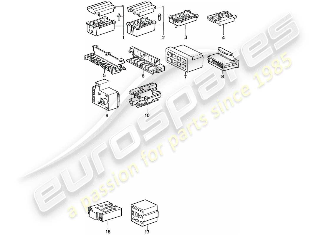 porsche 1986 (944) connector housing - 8-pole - 9-pole parts diagram