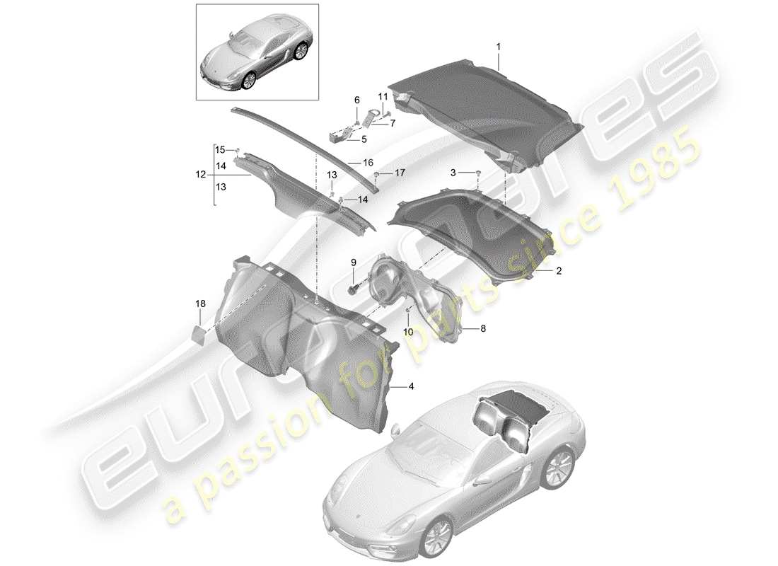 porsche 2015 (981 cayman) trims part diagram