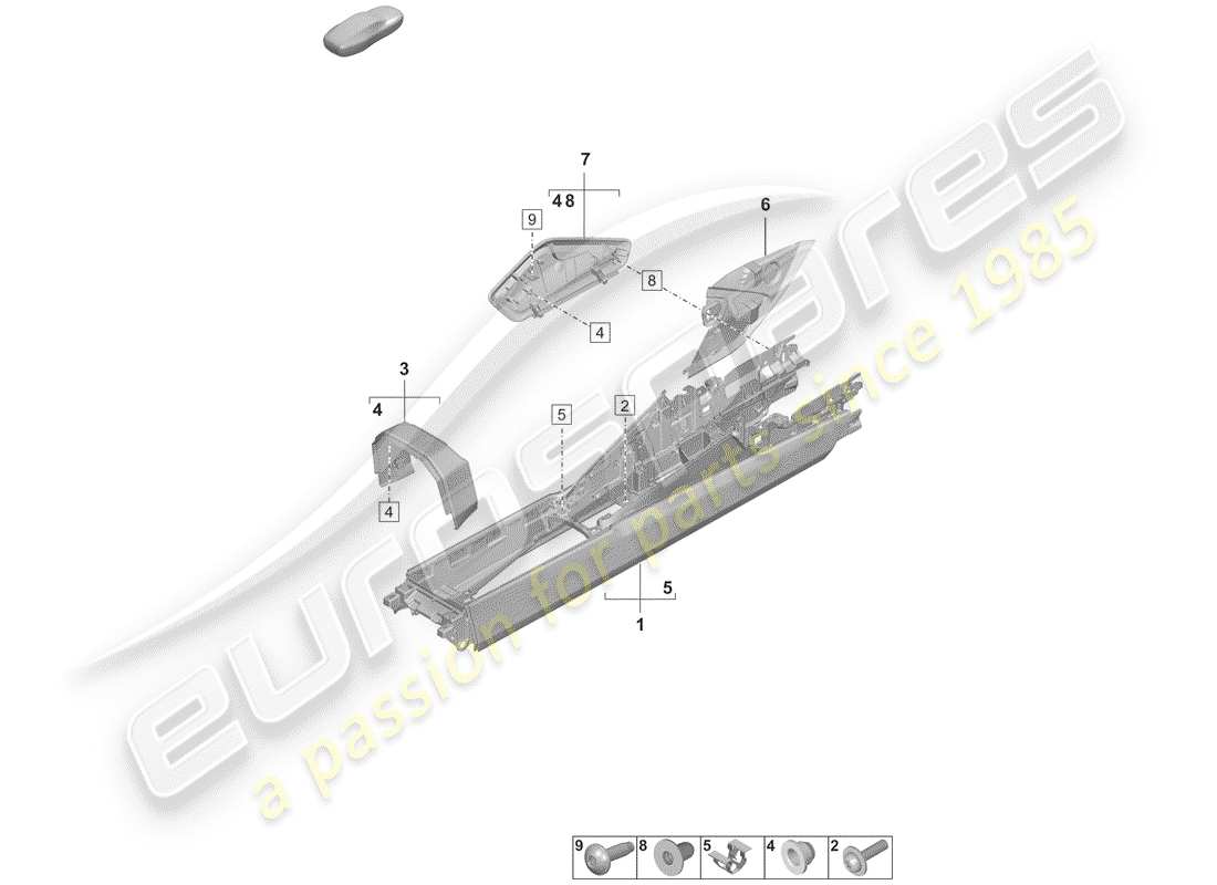 porsche 2020 (992-1) center console part diagram