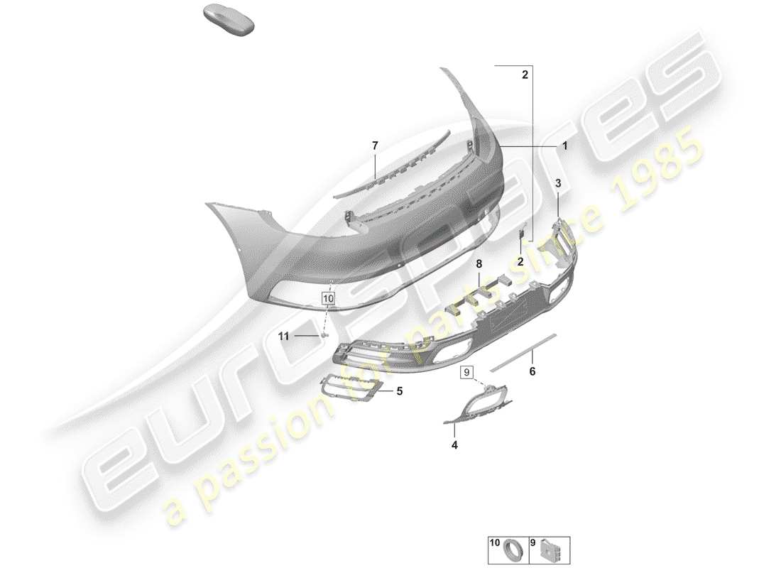 porsche 2019 (992-1) bumper parts diagram