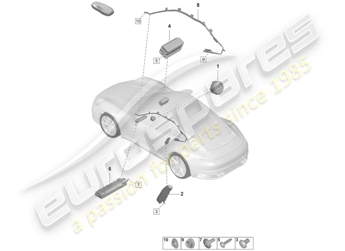 porsche 992 (2019) airbag parts diagram