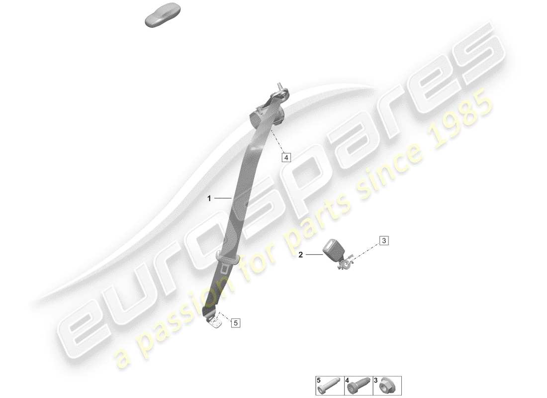 porsche 2019 (992-1) three-point seat belt parts diagram