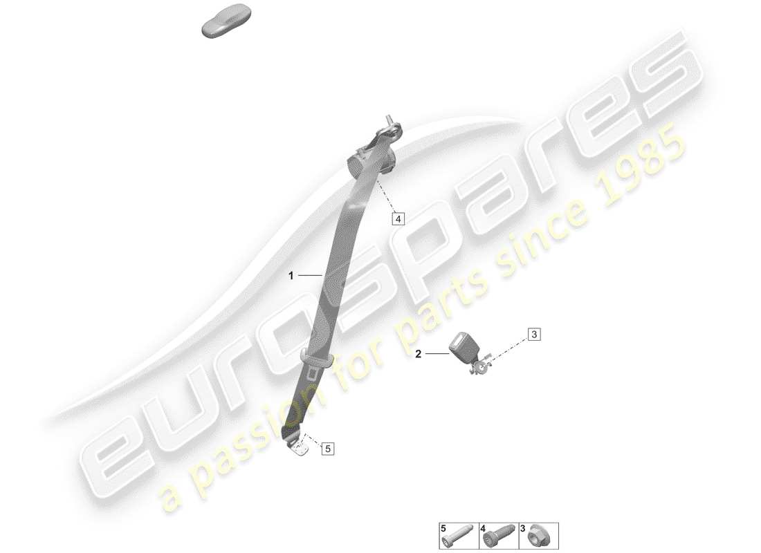 porsche 992 (2019) three-point seat belt parts diagram