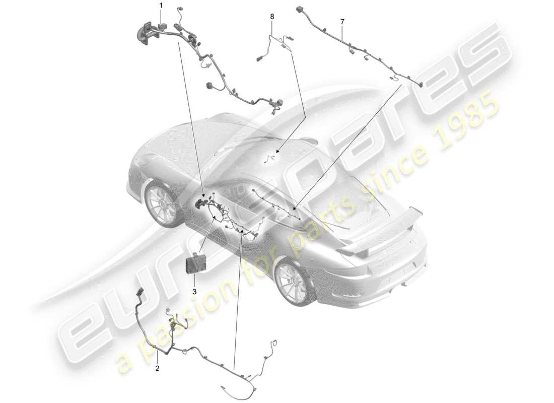 porsche 2014 (991-1 r/gt3/rs) wiring harnesses part diagram