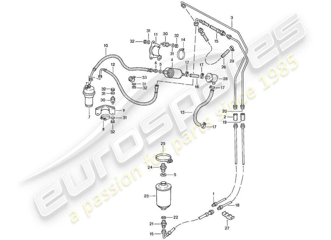 porsche 1977 (924) fuel system - f 92-49100 001>> - f >> 92-49103 157 part diagram