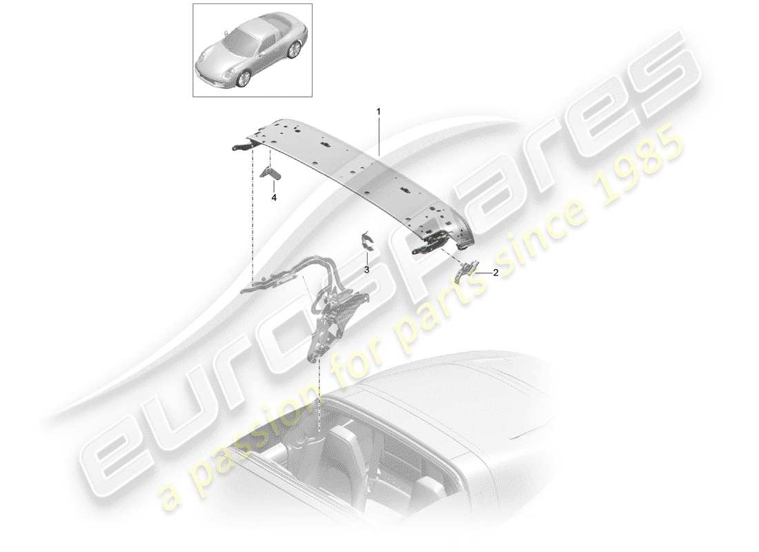 porsche 2012 (991-1) top frame part diagram