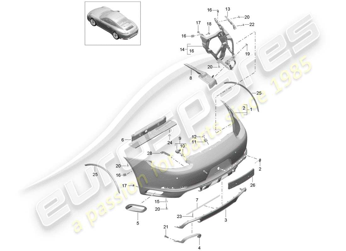 porsche 2019 (991-2) bumper part diagram