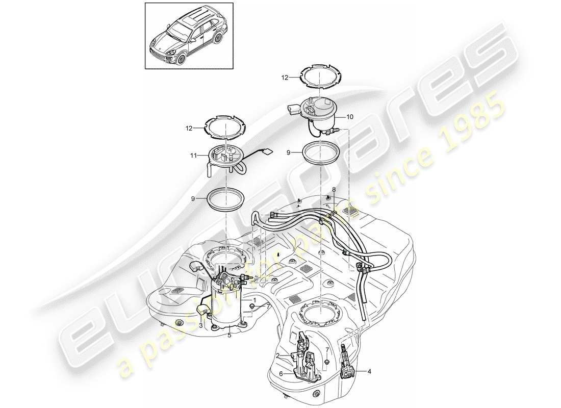 porsche 2016 (cayenne e2 92a) fuel tank part diagram