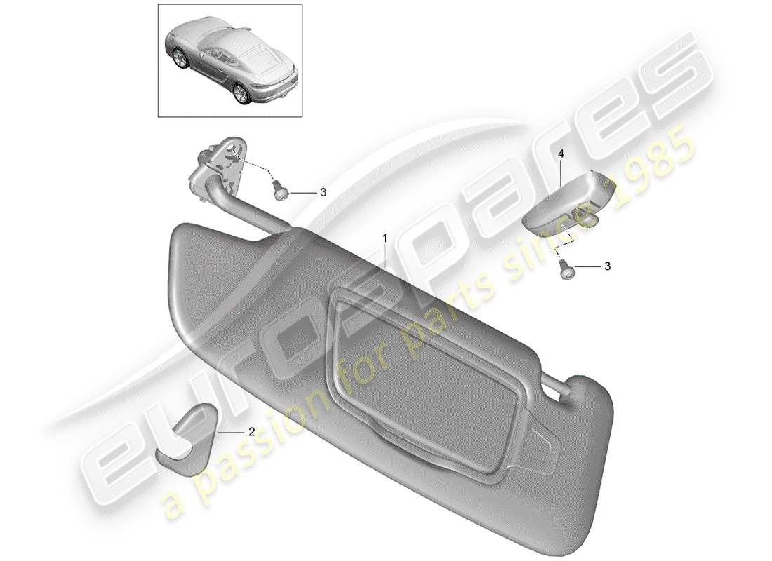 porsche 2018 (718 cayman) sun vizors part diagram