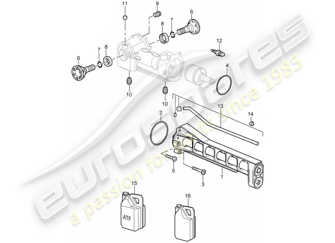 porsche 2008 (997-1 turbo / gt2) front axle differential parts diagram