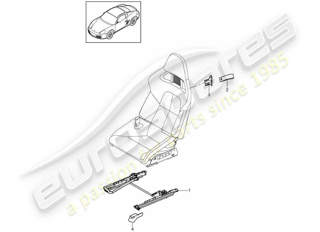 porsche 2009 (987 cayman) seat part diagram