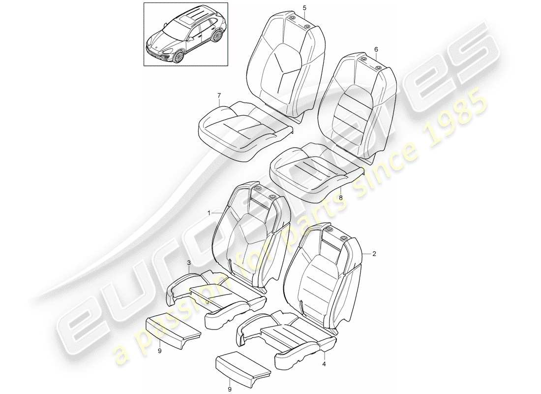 porsche 2014 (cayenne e2 92a) foam part part diagram