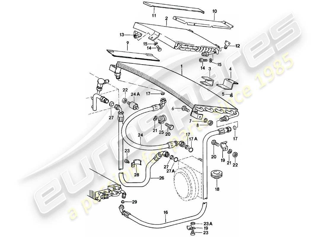 porsche 1982 (911) capacitor - refrigerant line - accessories and others part diagram
