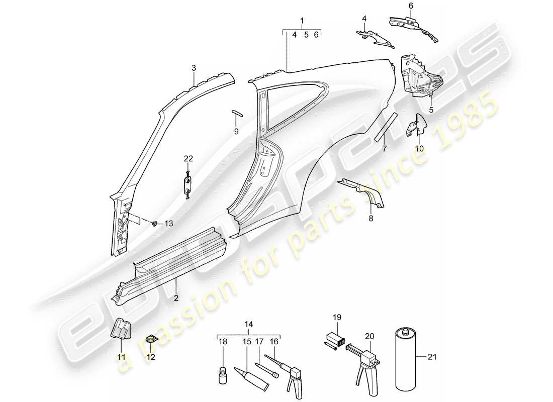porsche 2011 (997-2) side panel parts diagram