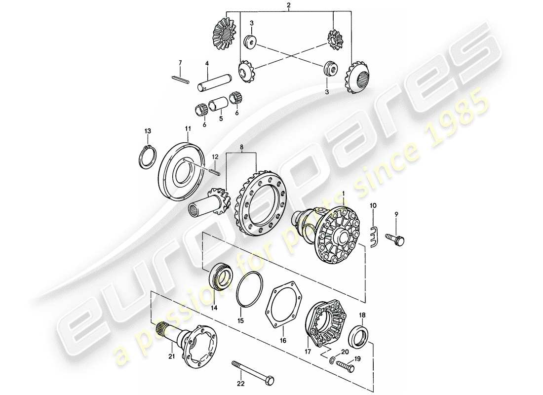 porsche 1983 (928) automatic transmission - differential - 2 part diagram
