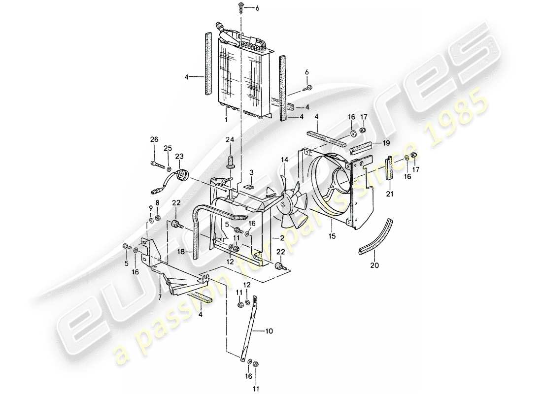 porsche 1994 (993) capacitor - fan part diagram