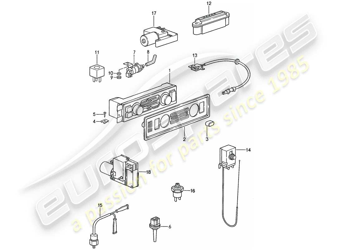 porsche 1987 (959) electrical components - for - air conditioner parts diagram