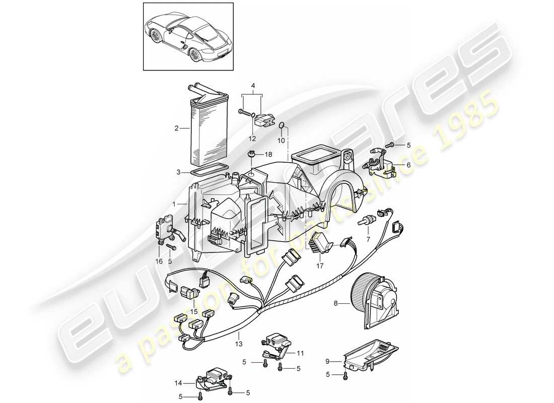 porsche 2007 (987 cayman) air conditioner part diagram