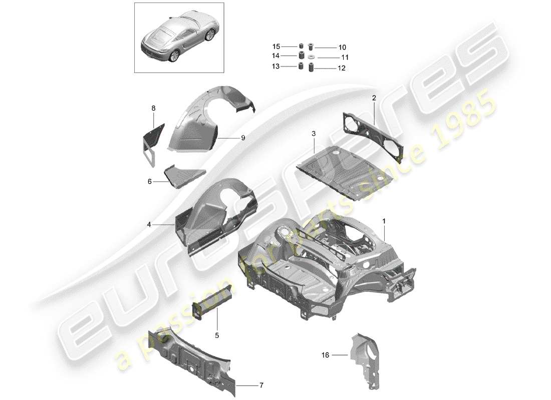 porsche 2014 (981 cayman) rear end parts diagram