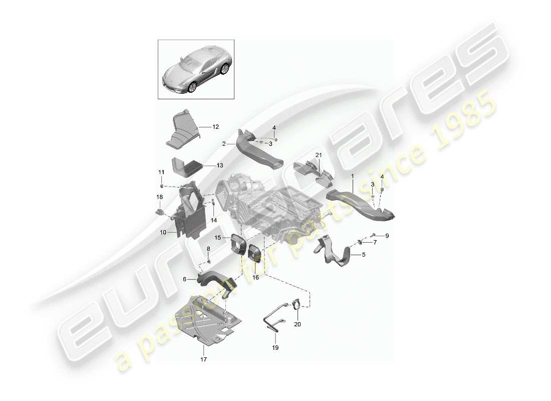 porsche 2014 (981 cayman) air duct parts diagram