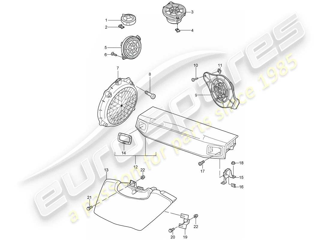 porsche 2010 (997-2) loudspeaker parts diagram