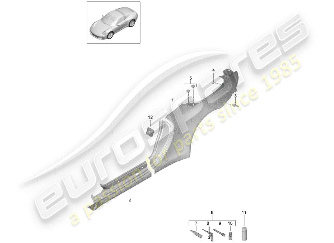 porsche 2020 (991-2) side panel part diagram