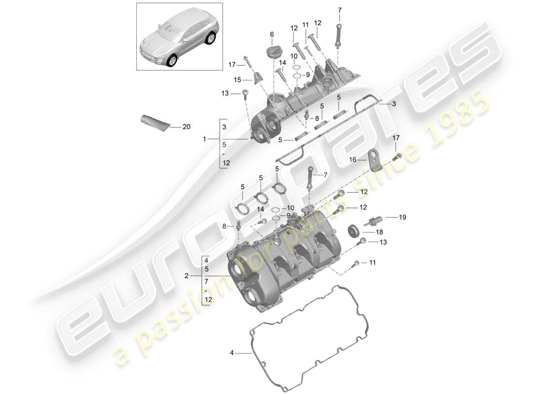 porsche 2018 (macan) valve cover parts diagram