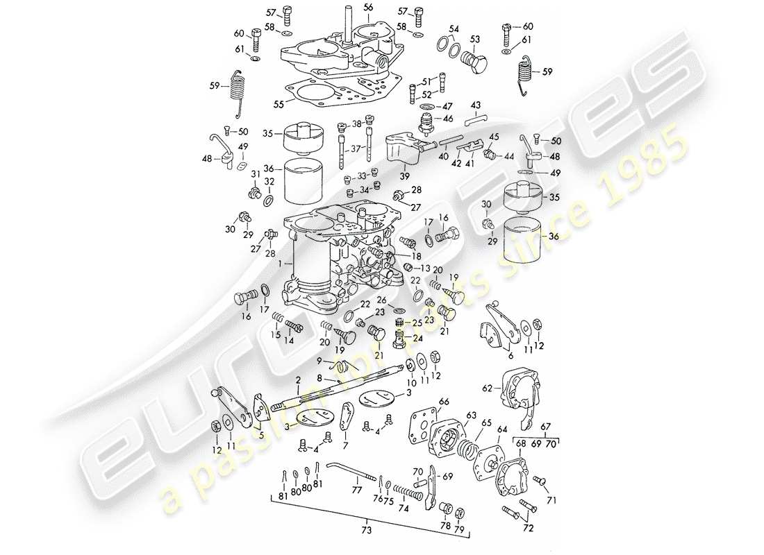 porsche 1962 (356b/356c) single parts - for - carburetor - solex-40 pii-4/44 pii-4 part diagram