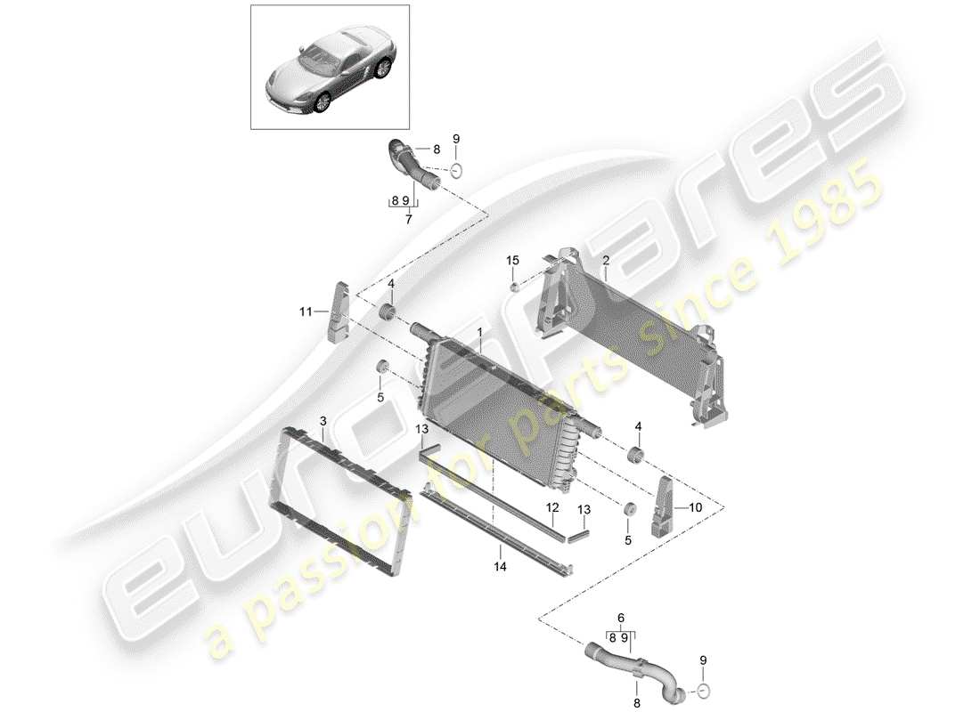 porsche 2018 (718 boxster) radiator part diagram