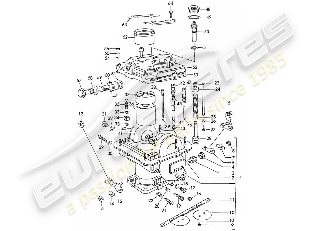 porsche 356b/356c (1960) single parts - for - carburetor - weber 40 dcm 2 part diagram