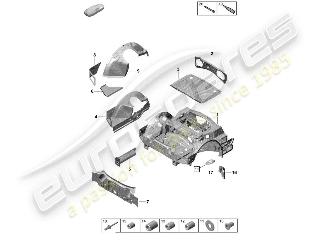 porsche 2020 (718 boxster spyder) rear end part diagram