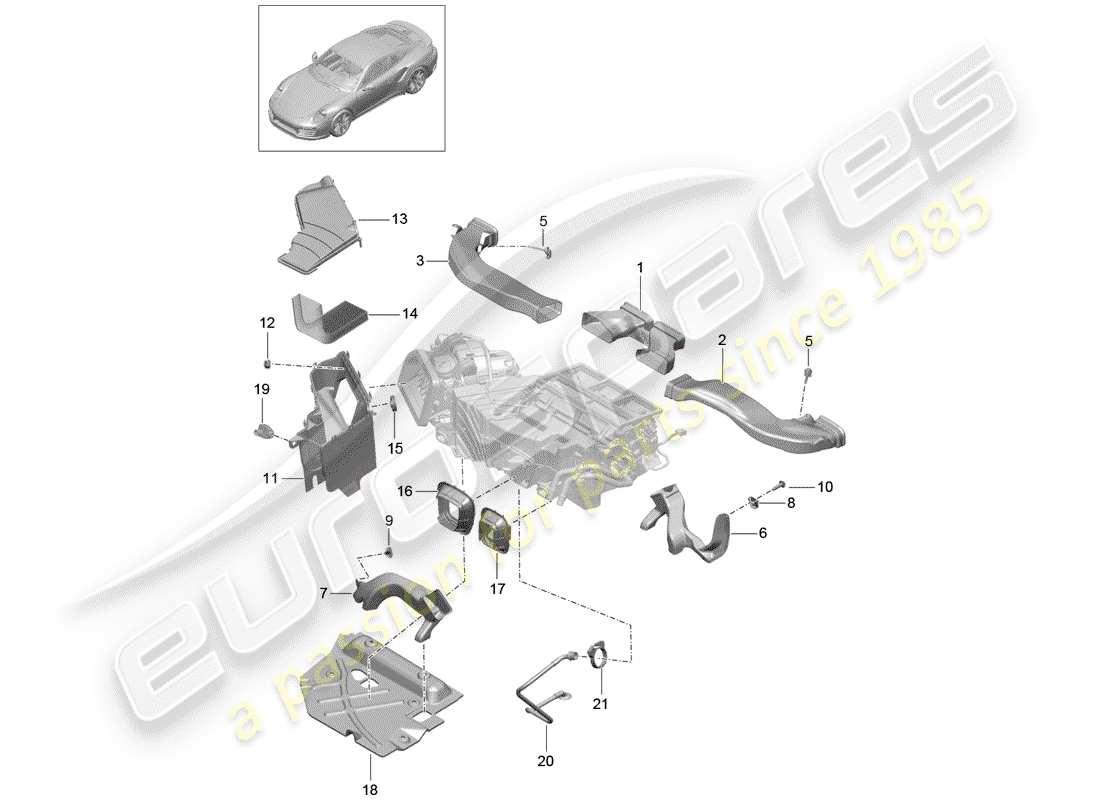 porsche 991 turbo (2016) air duct part diagram