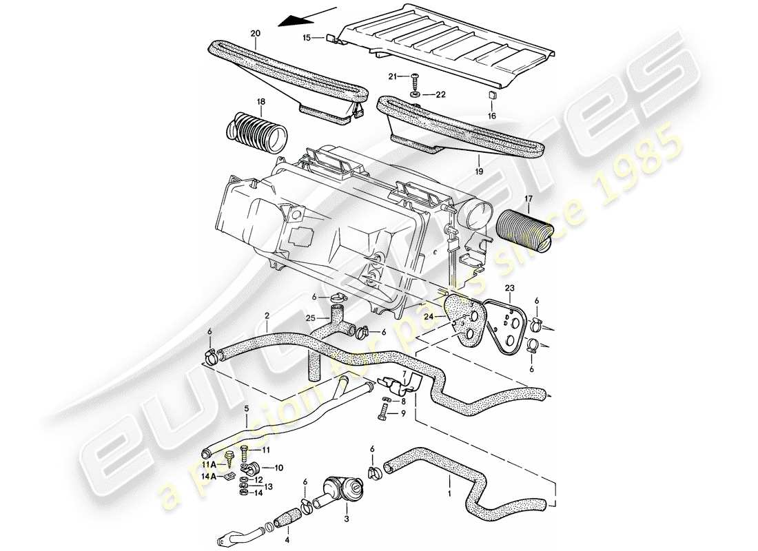 porsche 1985 (928) heater hose - air duct part diagram