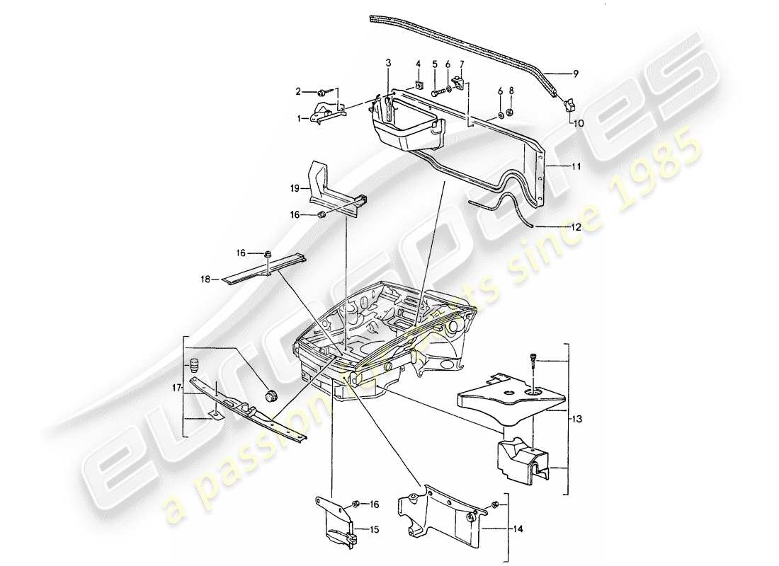 porsche 1990 (964) cover - front end part diagram