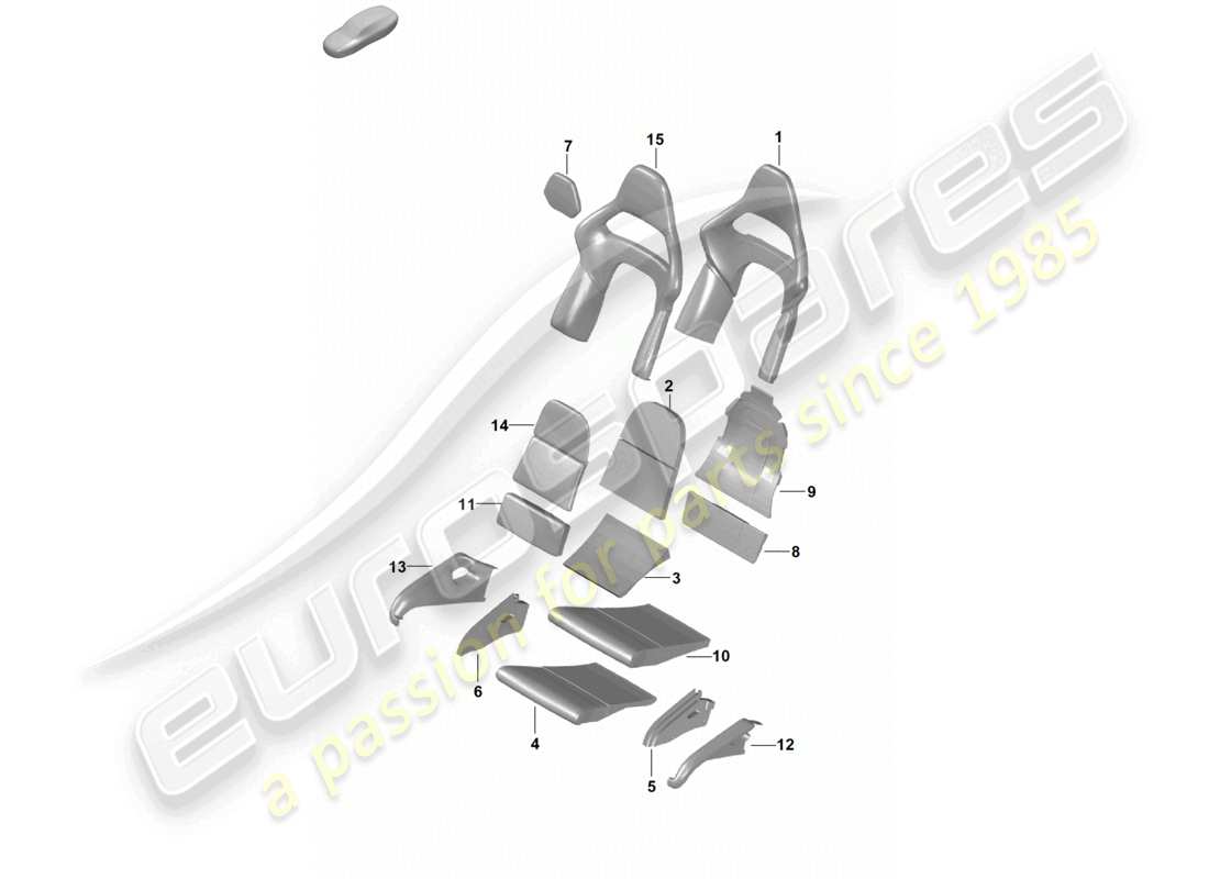 porsche 2019 (718 boxster spyder) foam part folding seat cover seat and backrest surface bucket seat part diagram