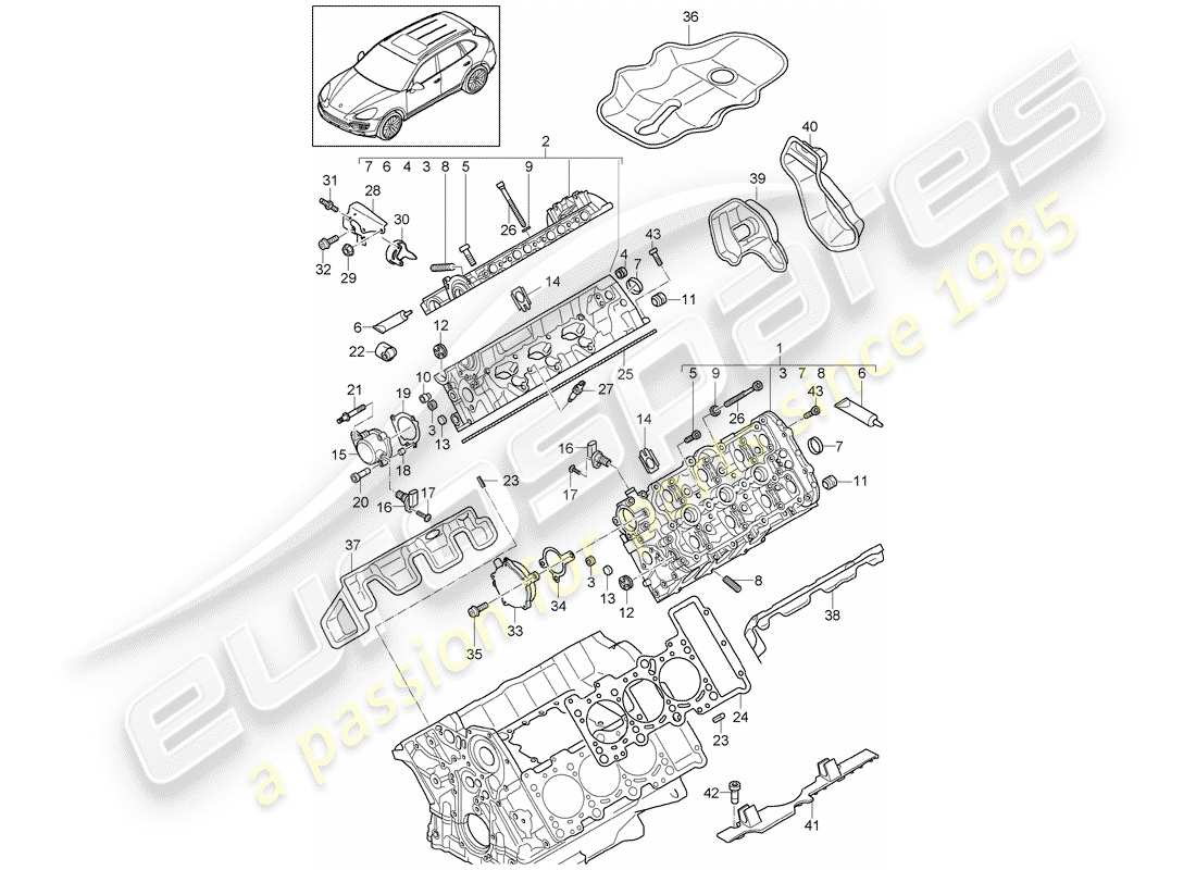 porsche 2018 (cayenne e2 92a) cylinder head parts diagram