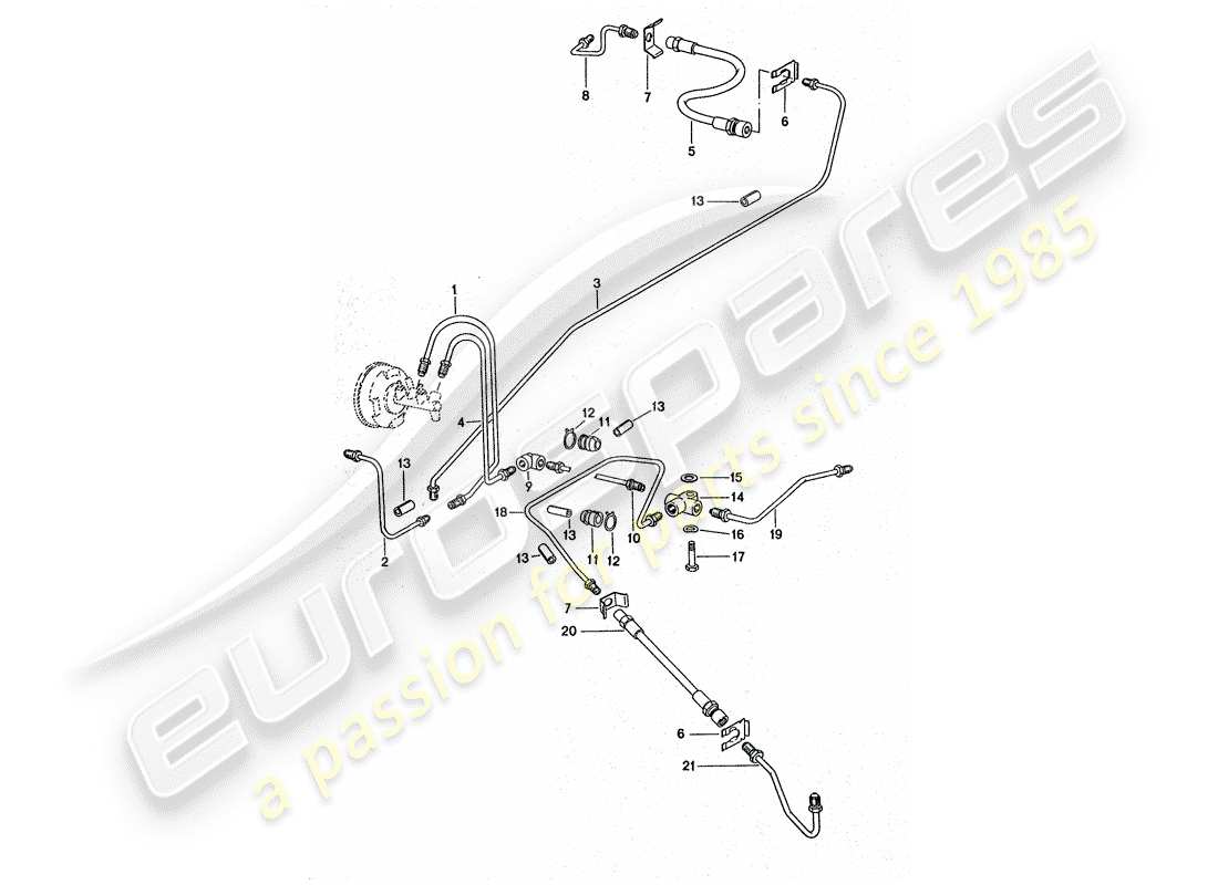 porsche 1976 (911 turbo) brake lines - for vehicles with - brake booster part diagram