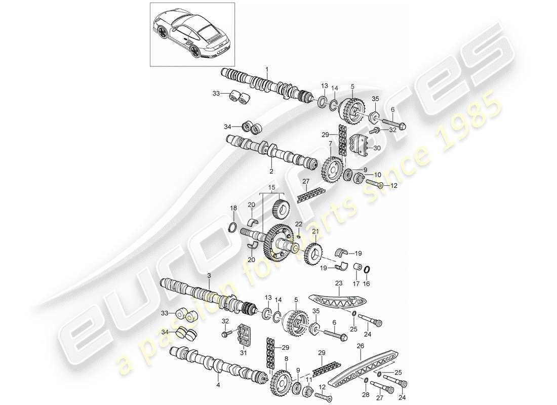 porsche 997 t/gt2 (2008) valve control part diagram