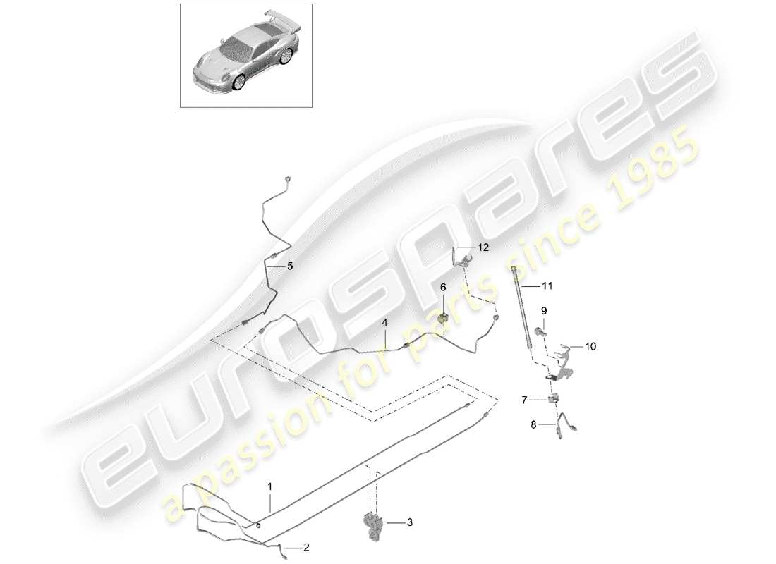 porsche 991 turbo (2014) brake line part diagram