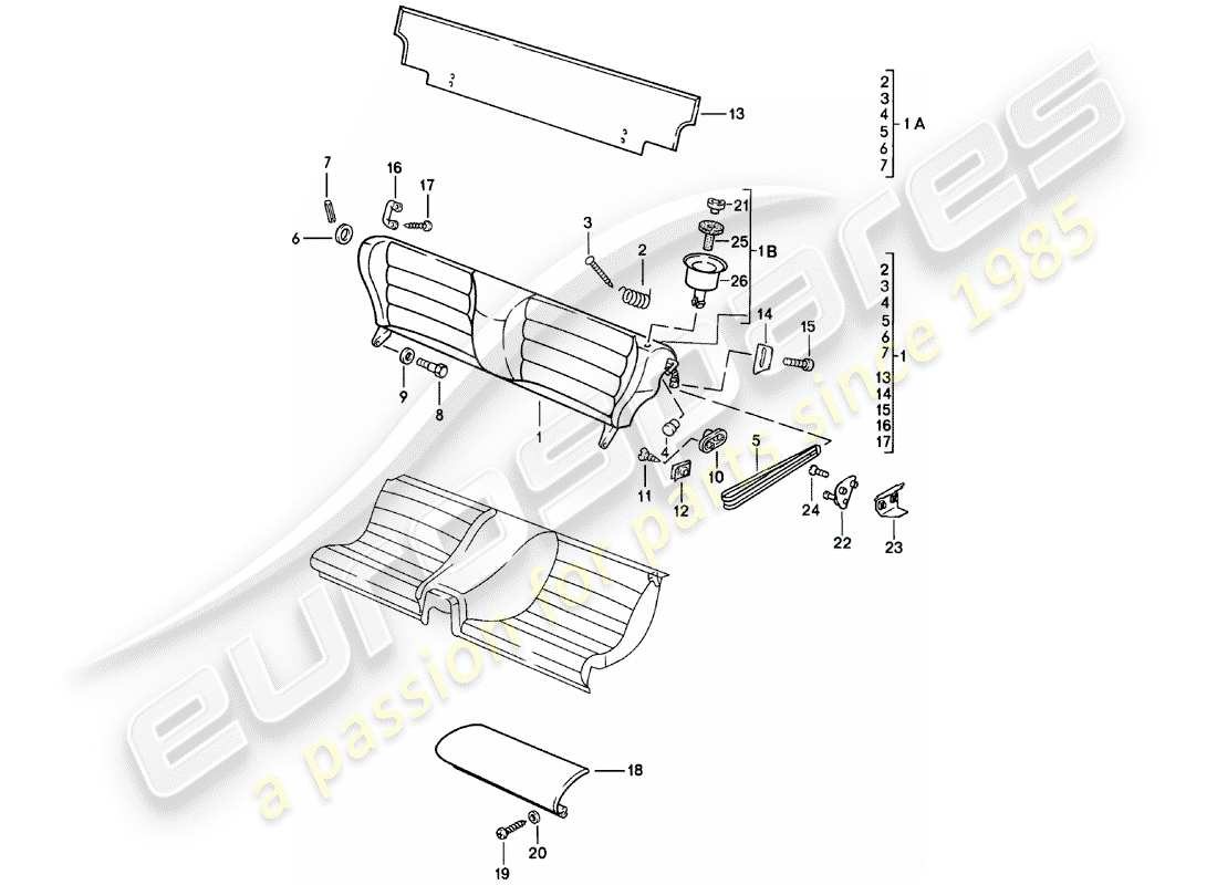 porsche 1983 (924) emergency seat - single parts parts diagram