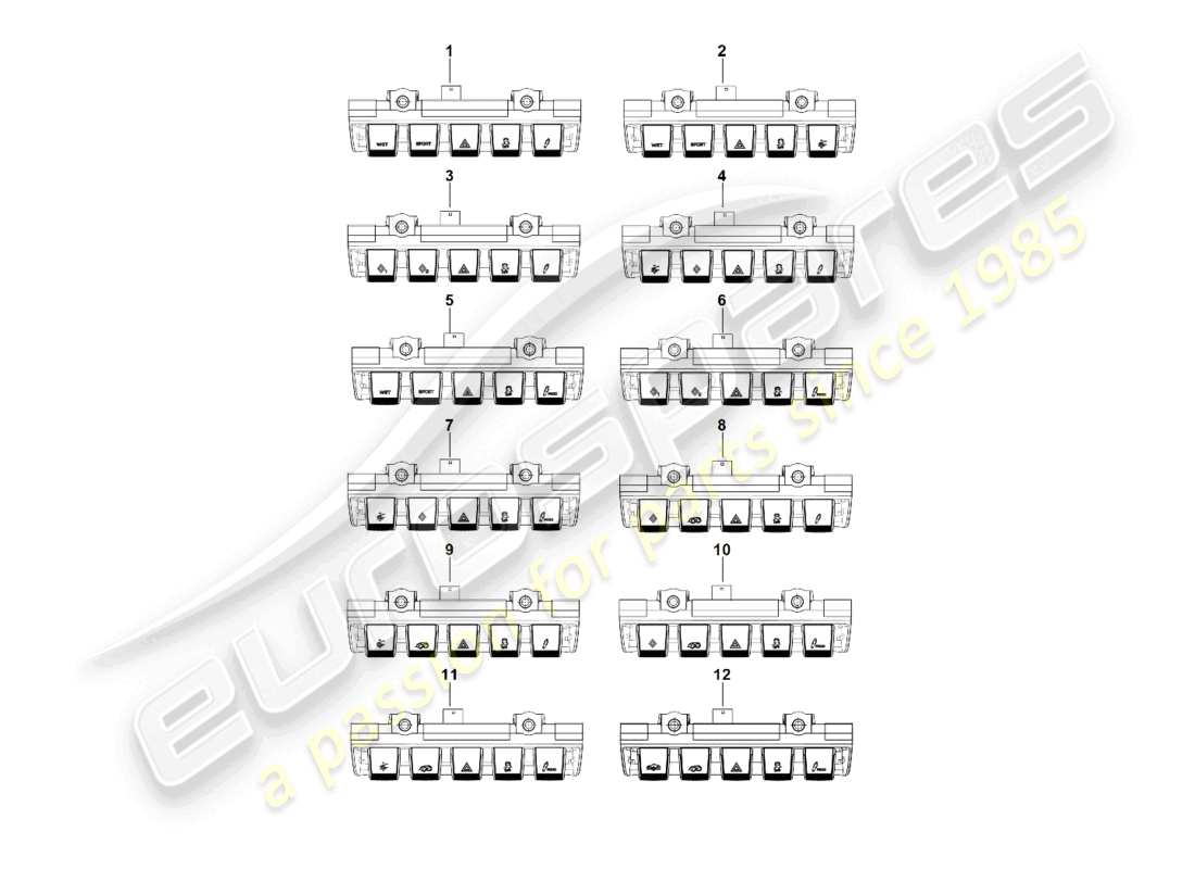porsche 2020 (992-1) switch module dashboard parts diagram