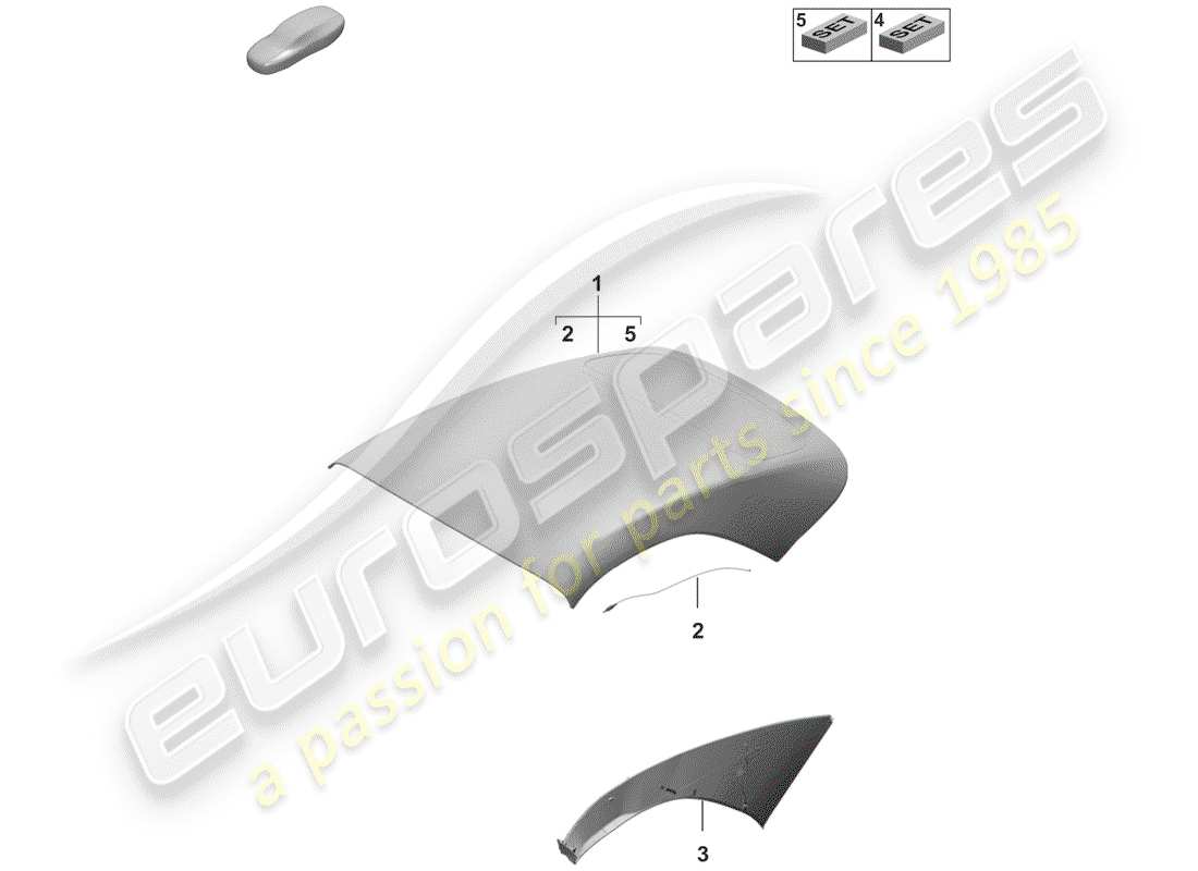 porsche 2019 (992-1) convertible top covering parts diagram