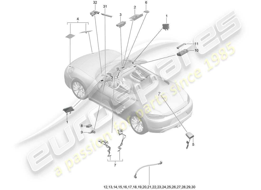 porsche 2018 (718 boxster) antenna part diagram
