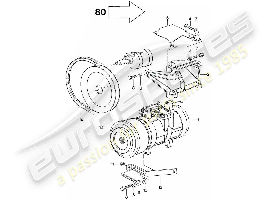 porsche 1979 (928) for - m 573 und 563 - compressor - assembly part diagram