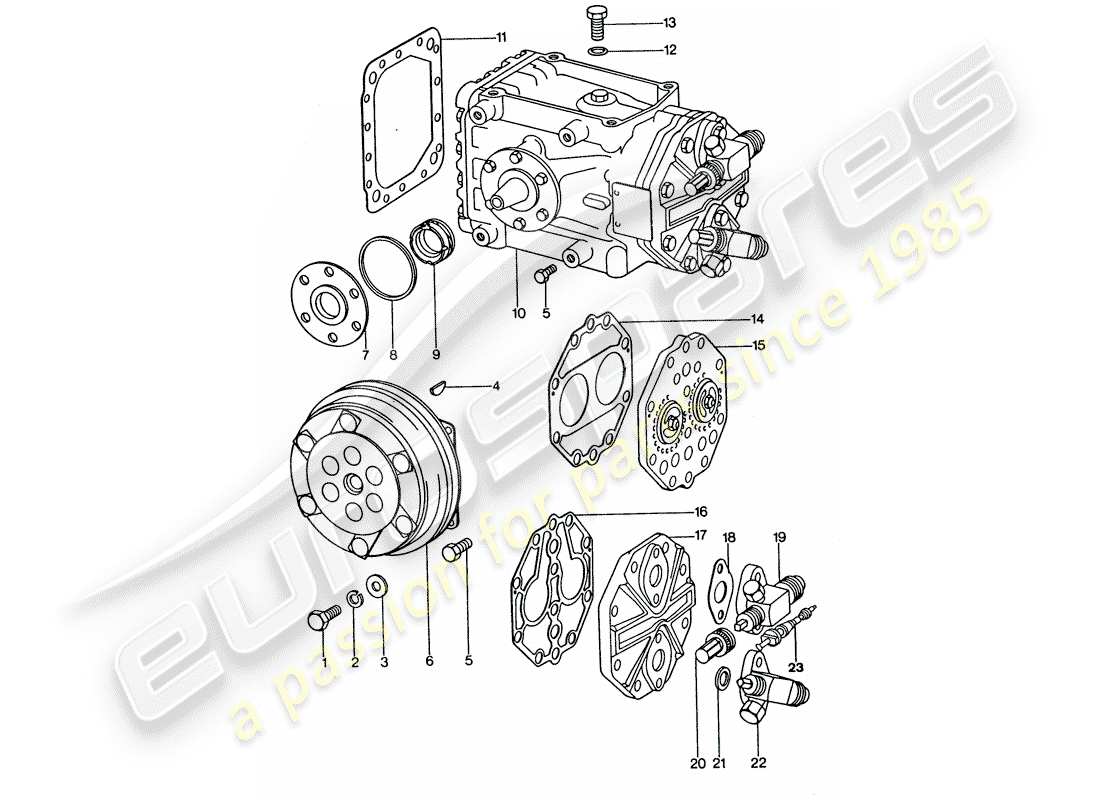 porsche 1975 (911 turbo) air conditioner - compressor part diagram