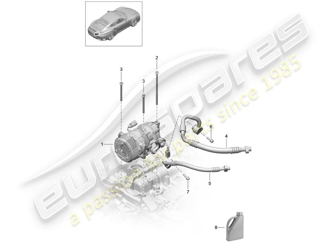 porsche 2020 (991-2 turbo) compressor part diagram