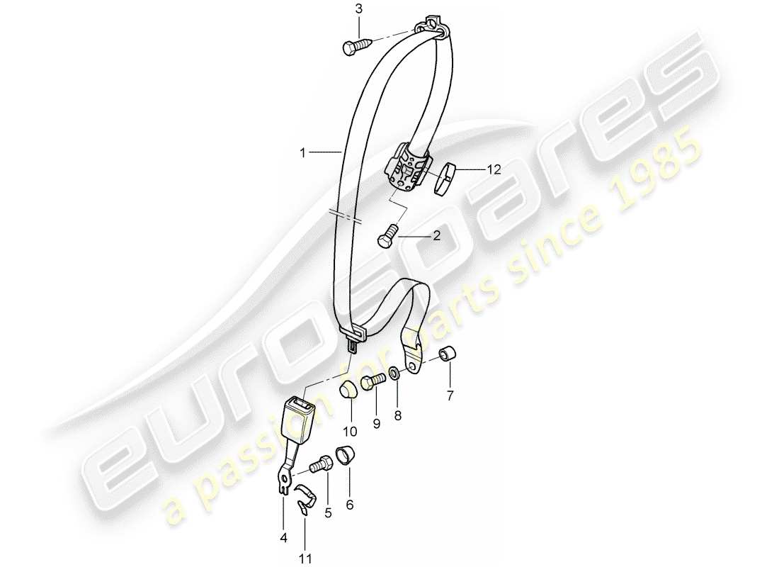 porsche 2007 (997-1) seat belt part diagram