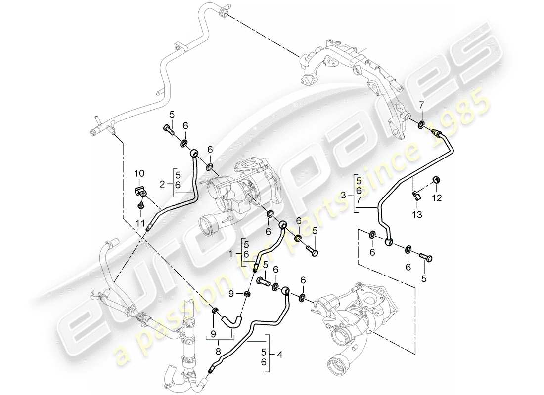 porsche cayenne (2009) exhaust gas turbocharger part diagram