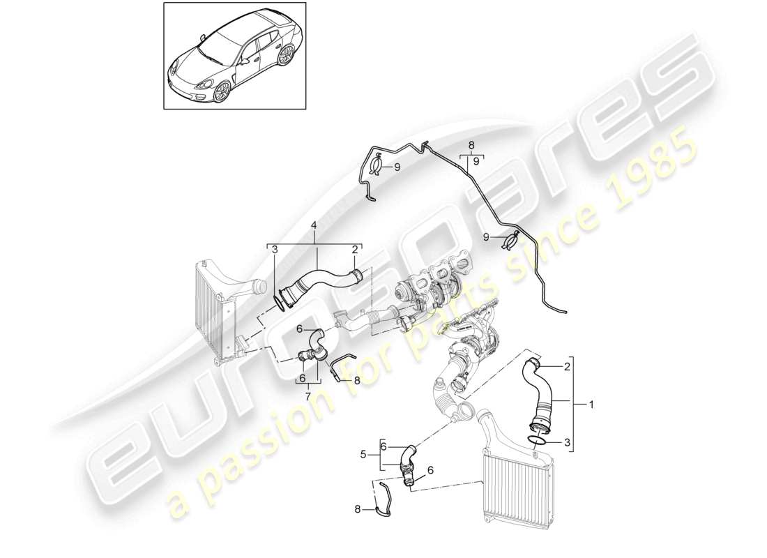 porsche 2010 (cayenne e1 9pa) pressure pipe control line parts diagram