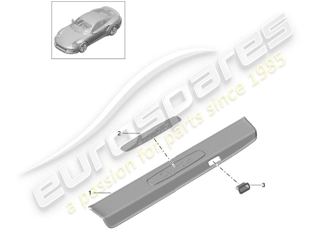 porsche 2016 (991-1 turbo) scuff plate - sill panel part diagram